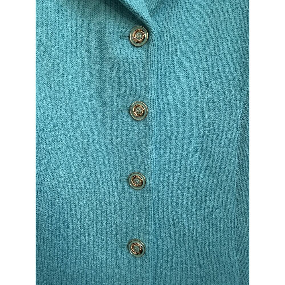 St. John Size 4 Knit 2pc Pant Suit Set Turquoise blue Jacket and Trousers - Picture 8 of 16